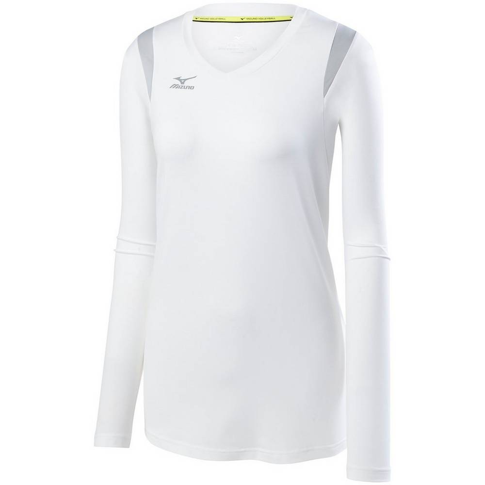 Maglia Mizuno Pallavolo Balboa 5.0 Long Sleeve Donna - Bianche/Argento - 76524-XNAK